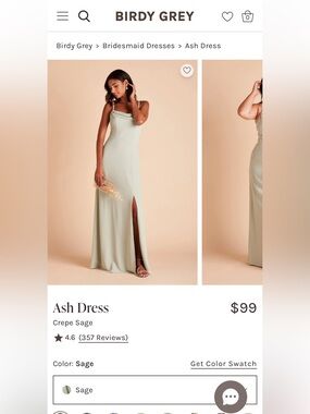 Birdy Grey Ash Dress in Crepe Sage